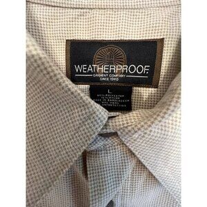 Weatherproof Long Sleeve Button-Up Shirt Mens Large Beige small Plaid Soft